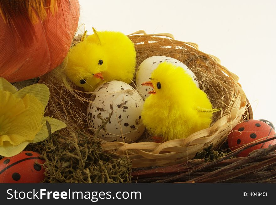 Easter holiday decoration on white background. Easter holiday decoration on white background.