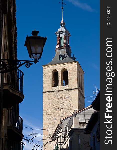 Old bell tower in Segovia, Spain