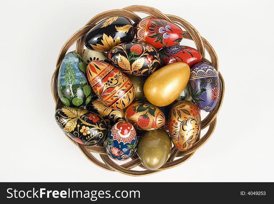 Basket with colour easter eggs