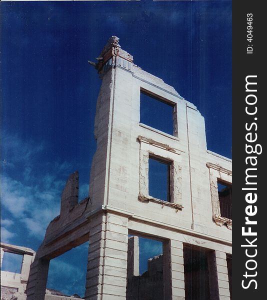 Ruins of turn of the century bank in Rhyolite, Nevada. Ruins of turn of the century bank in Rhyolite, Nevada