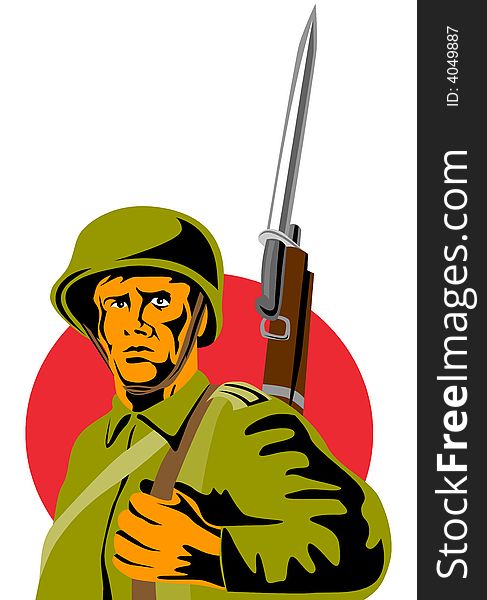 Vector art of a Soldier with bayonet