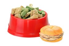 Dog Food With Pet Toy Royalty Free Stock Image Dog Food With Pet Toy Royalty Free Stock Image