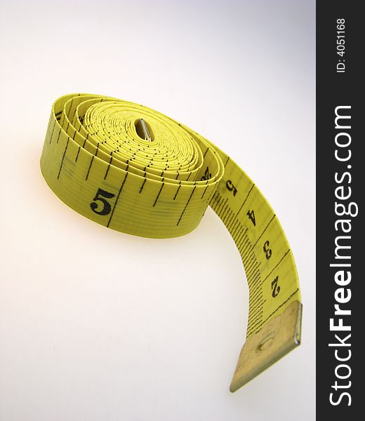 Yellow color measuring meter on  light background, close up