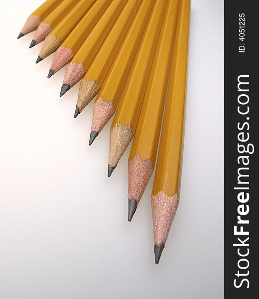 Set of graphite pencils on  light background,  close up
