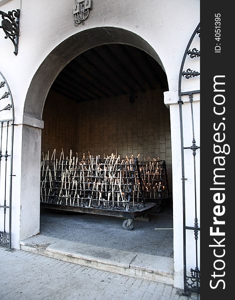 Candles cart in el rocio's church