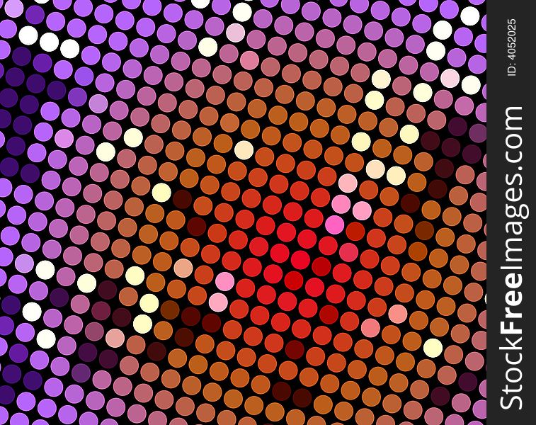 Rows of colorful spots on black for backgrounds. Rows of colorful spots on black for backgrounds