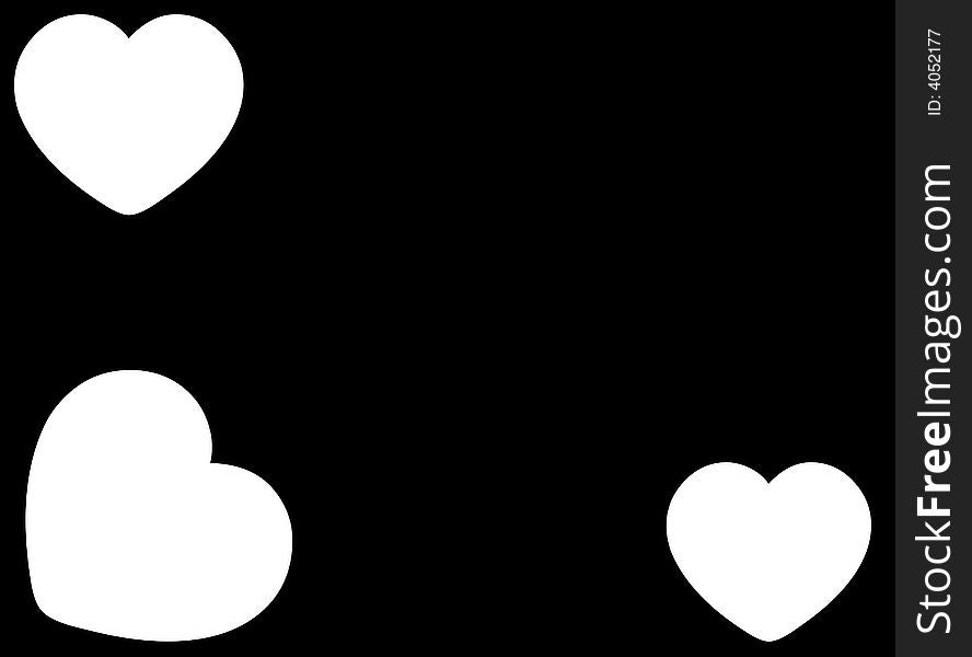 A black page background with hearts as whitespace for text. A black page background with hearts as whitespace for text.