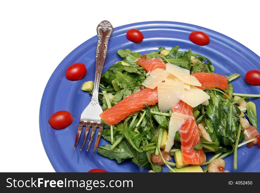 Salad from seafoods isolated on a white background. Salad from seafoods isolated on a white background