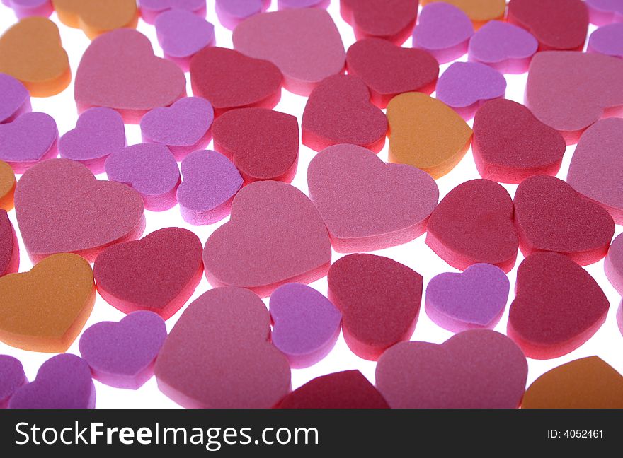Colorful hearts isolated on white background