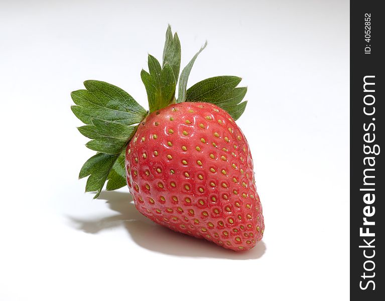 One strawberry in separated white background