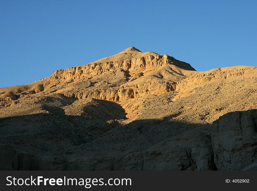 Pyramid shaped hill at the valley of the Kings(Egypt)