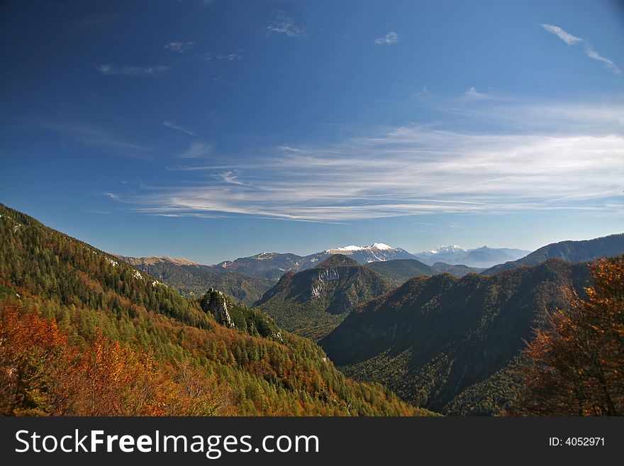 Idyllic mountain view of Karavanke range