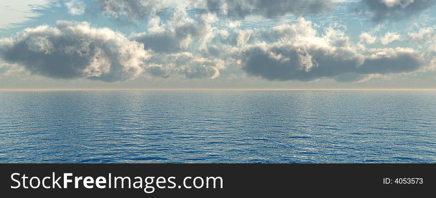 Beautiful sea and clouds sky - digital artwork