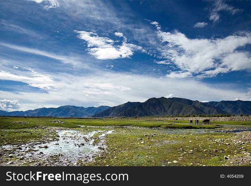 The sky with heavy clouds,Tibet Plateau,. The sky with heavy clouds,Tibet Plateau,