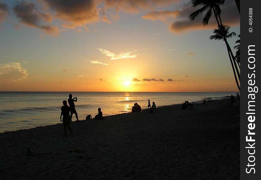 A tropical sea at the sunset. A tropical sea at the sunset