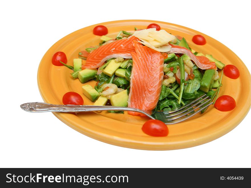 Salad from seafoods isolated on a white background