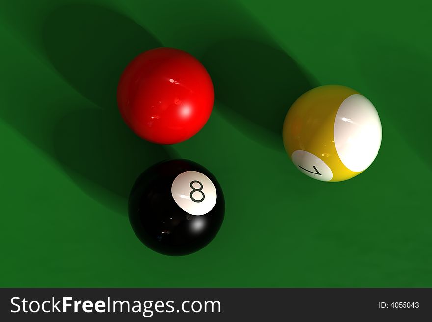 Billiard table with balls - photorealistic 3d render