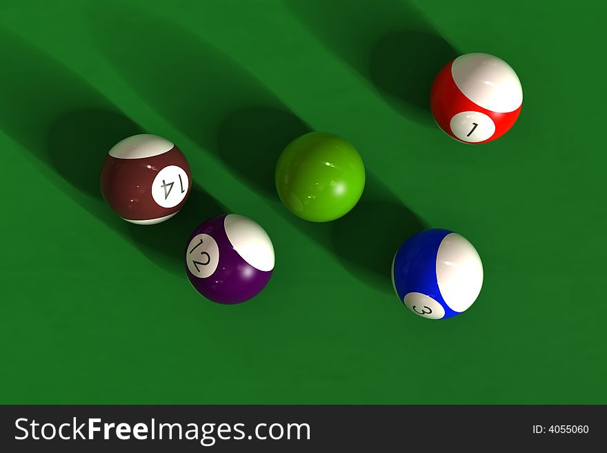 Billiard table with balls - photorealistic 3d render