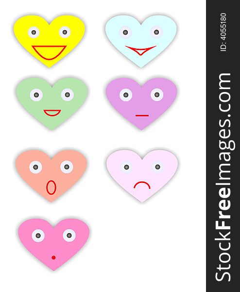 Lively smiley-hearts for valentine's day