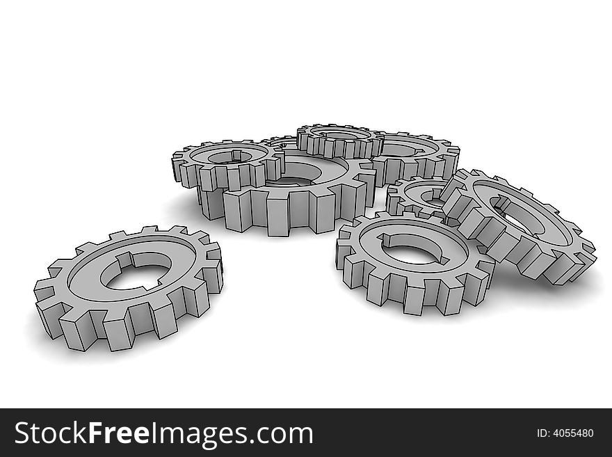 Isolated cogwheels - business network - illustration