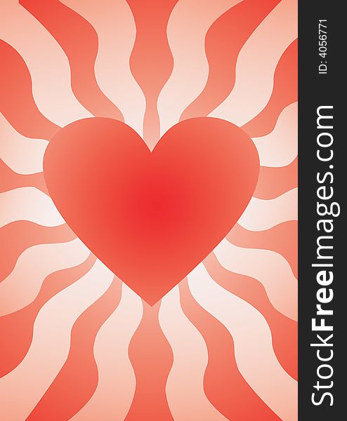 Red neon heart on decorated background. Vector illustration.