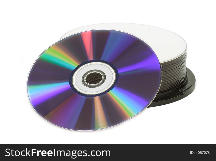 DVD and CD Stack on bright Background. DVD and CD Stack on bright Background