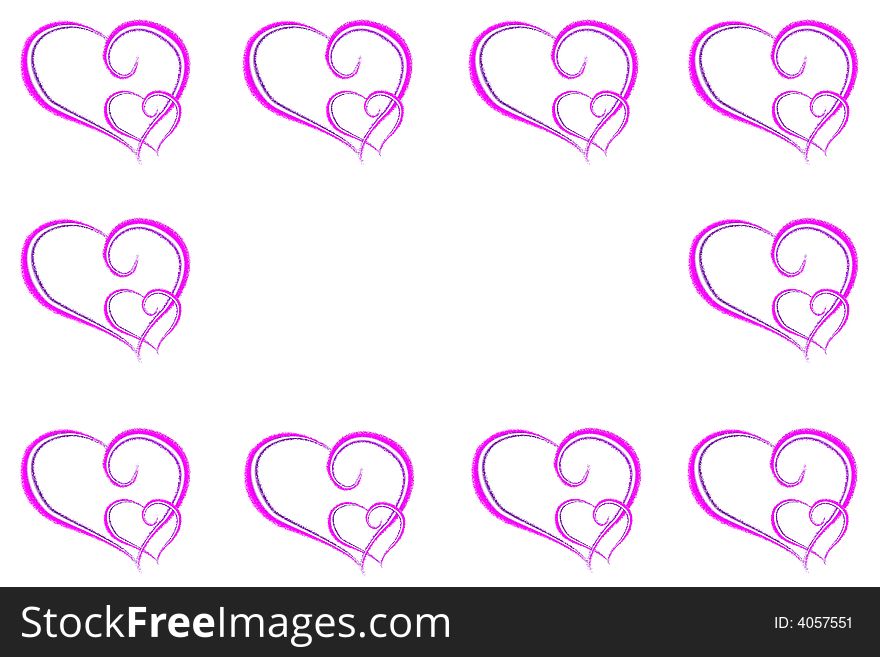 Digital illustration of a frame made of hearts. Digital illustration of a frame made of hearts