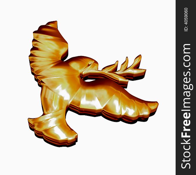 Golden dove in 3D symbol of peace