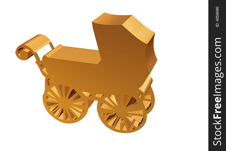 Golden baby buggy in 3D a Sign
