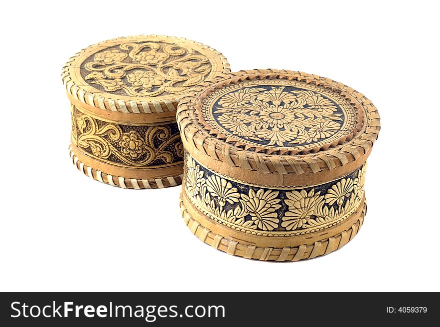 Russian souvenir. Jewellery boxes from birch bark. Russian souvenir. Jewellery boxes from birch bark