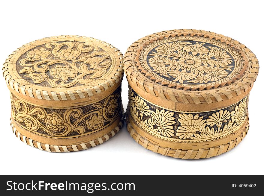 Russian souvenir. Jewellery boxes from birch bark. Russian souvenir. Jewellery boxes from birch bark