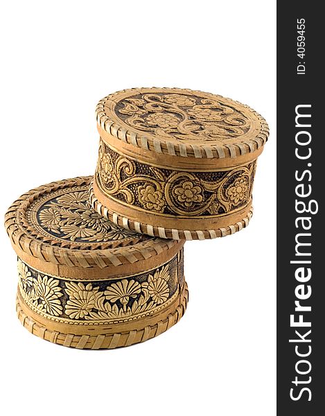 Russian souvenir. Jewellery boxes from birch bark. Russian souvenir. Jewellery boxes from birch bark