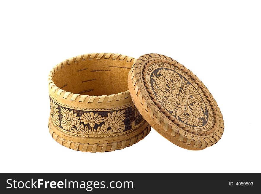 Russian souvenir. Jewellery Box bark of a tree