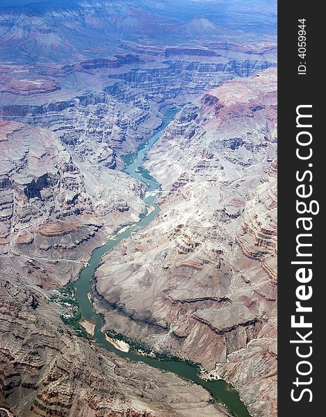 Aerial view about Colorado River, Grand Canyon