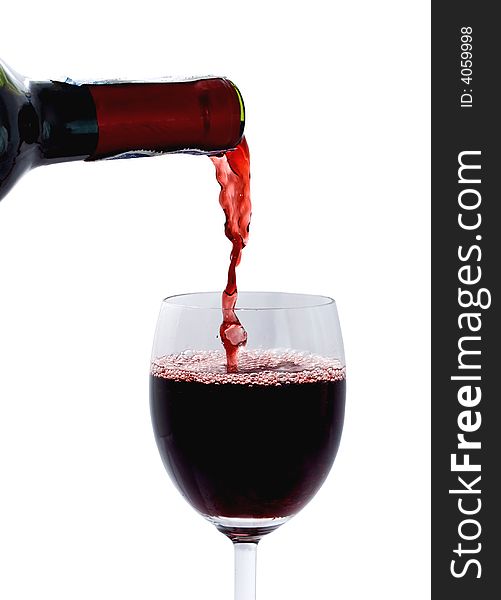 A glass of red wine isolated on white