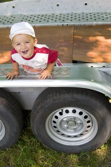 Happy Kid Playing Outdoors Royalty Free Stock Photos