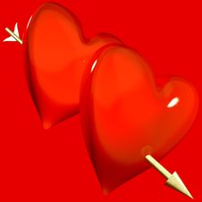Two Hearts And An Arrow Stock Photography