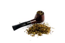 Tobacco-pipe And Heap Of Tobacco Stock Photography