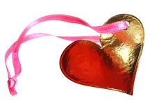 Shiny Red Gold Heart Shape Gift Tag Royalty Free Stock Images