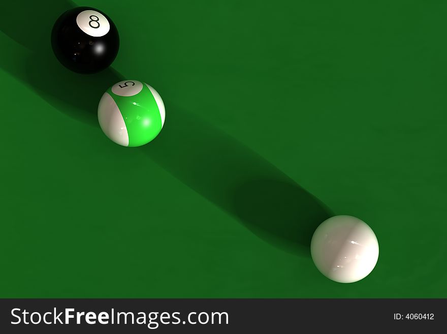 Billiard table with balls - photorealistic 3d render