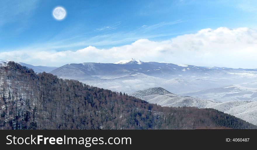 A picture of beautiful mountains in winter. A picture of beautiful mountains in winter