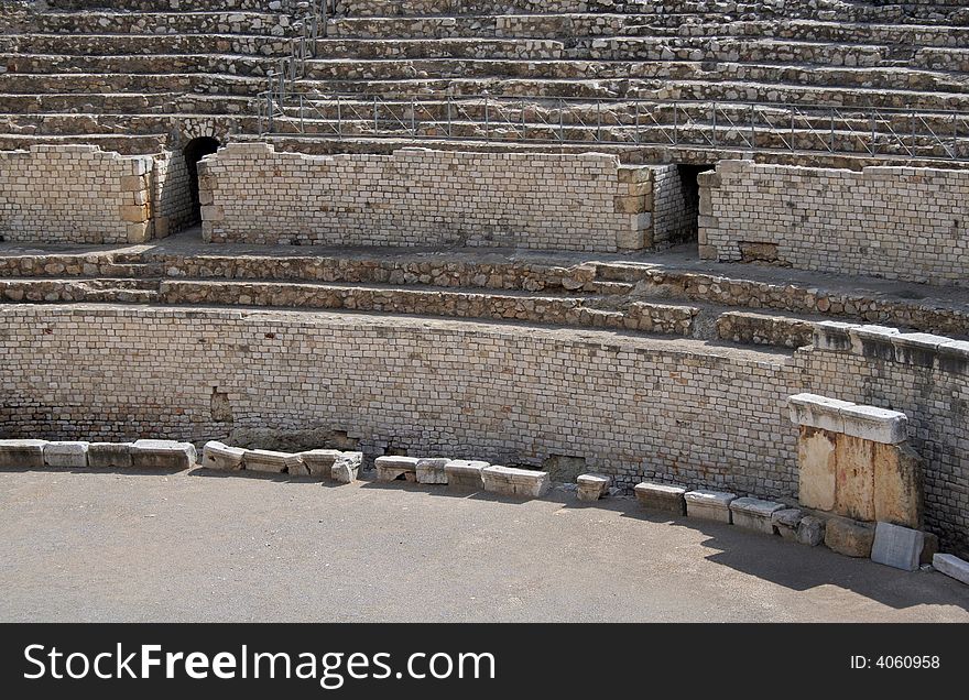 Part of the Roman amphitheatre in Tarragona, Spain.