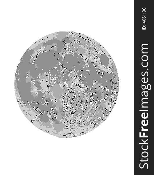 Moon On White Background Illustration and Vector