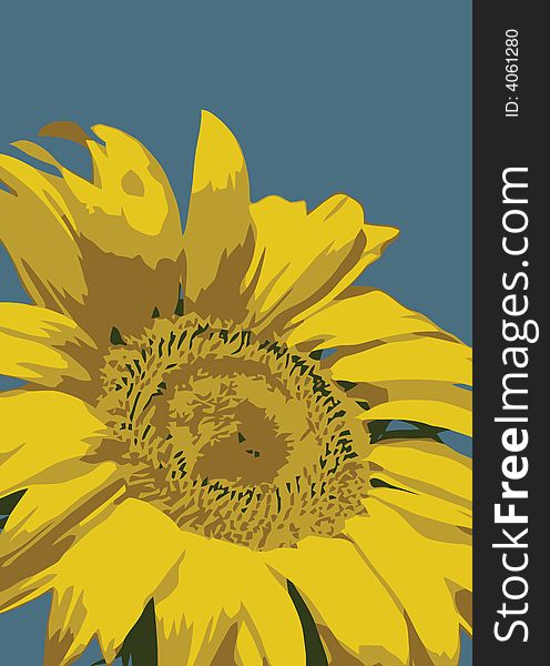 Sunflower with Blue background JPEG Illustration and Vector