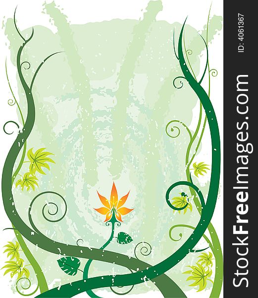 Flower and floral vector illustration with design element and grunge background. Flower and floral vector illustration with design element and grunge background