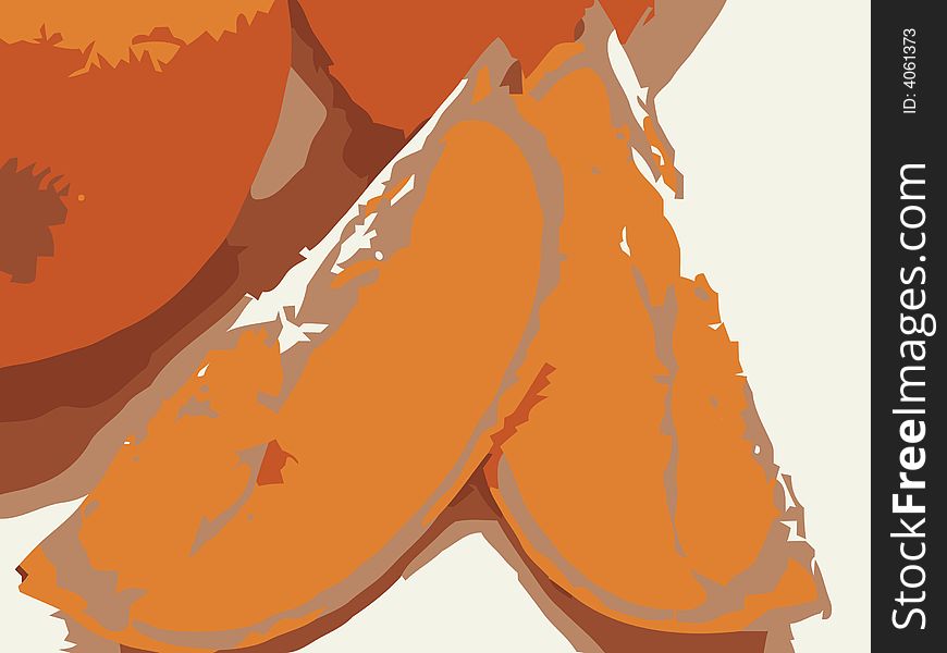 Orange Slices On White WIth Oranges In Background  JPEG and Vector Illustration