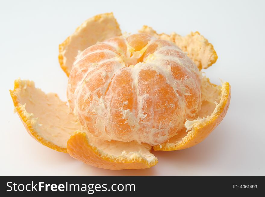 Cleared mandarine on white background. Cleared mandarine on white background