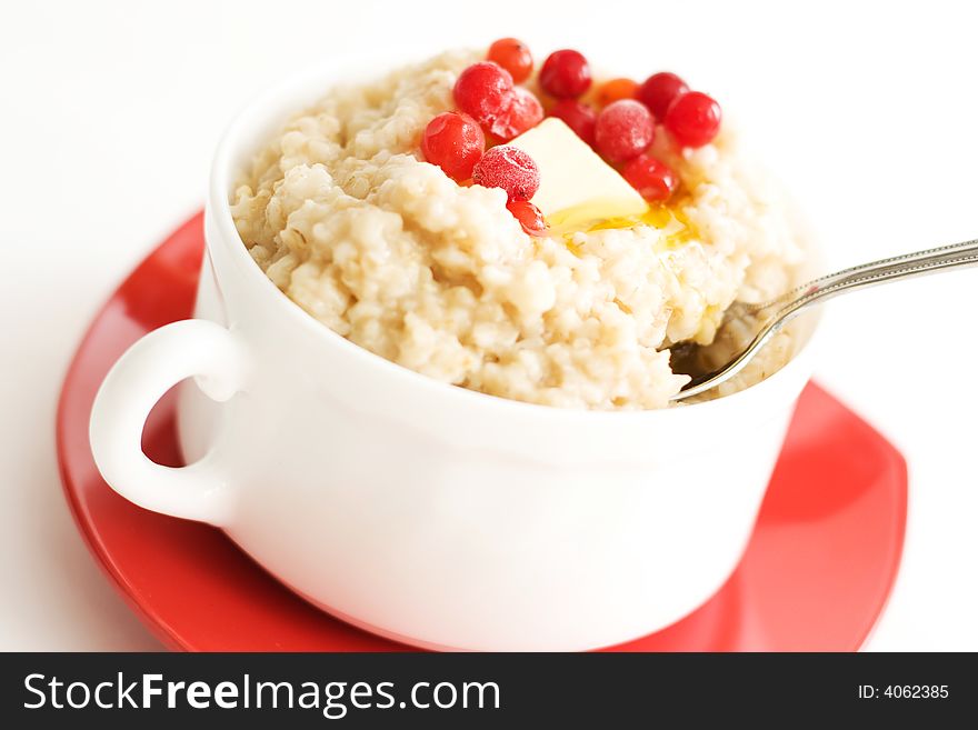 Porridge close-up, image series of healthy food