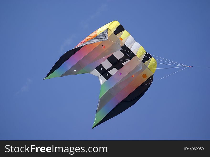 Colorful kite captured on sunny day
