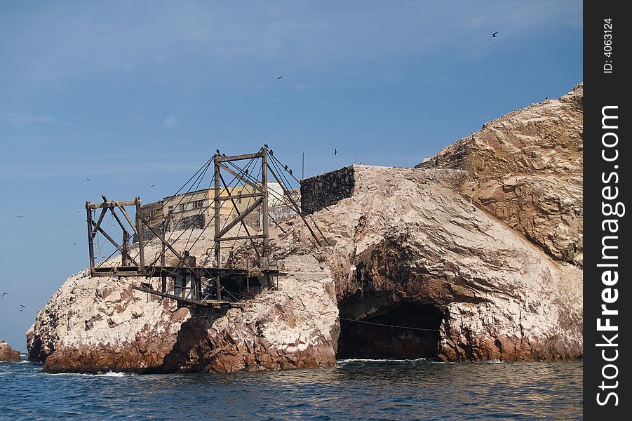 Guano collection structures at Islas Ballestas in